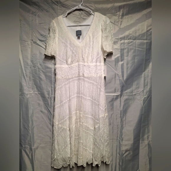 Rabbit Rabbit Rabbit Ivory Lace Knee Length To Midi Dress - Picture 1 of 8